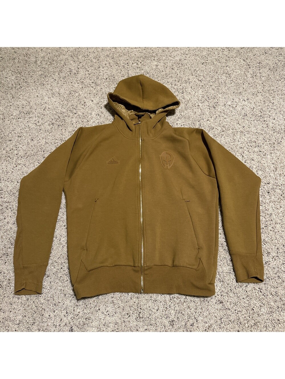 Adidas Patrick Mahomes ZNE Full Zip Fleece Hoodie Brown Gold IM8085 Mens SZ S